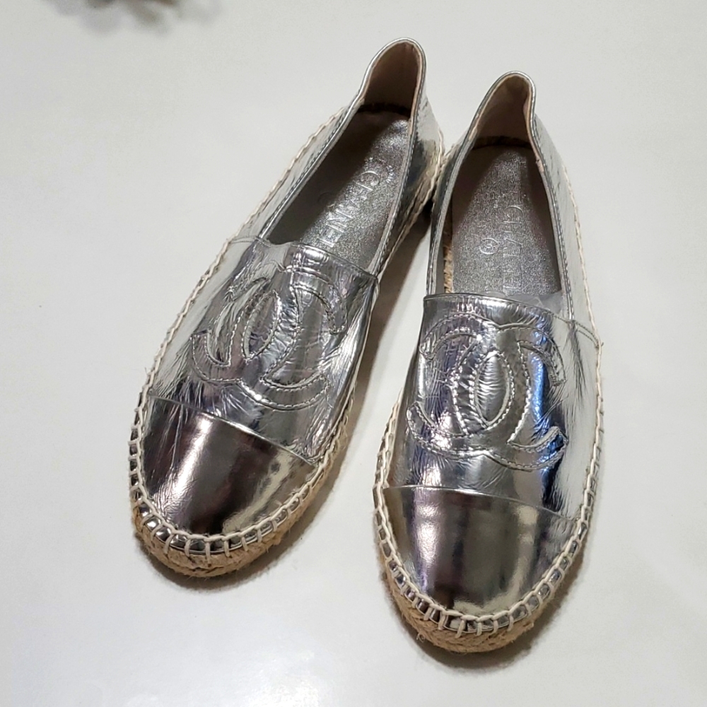 Chanel Silver Espadrilles